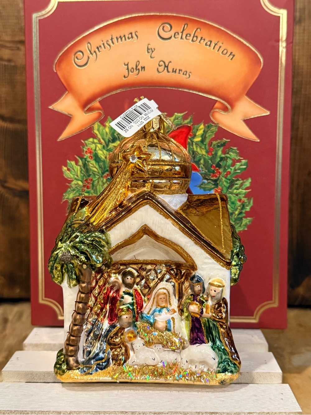 Gold & White Nativity Home Holiday Ornament